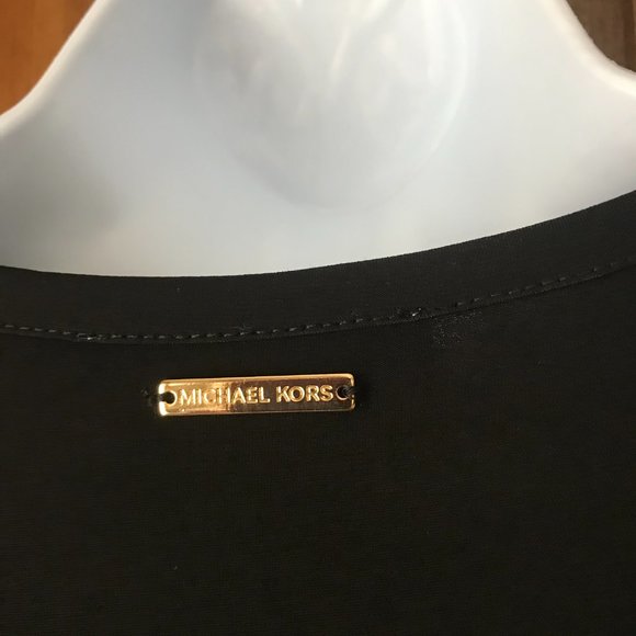 #1 Michael Kors Black Dress w/Shoestring X's on Shoulder Large - Picture 11 of 12